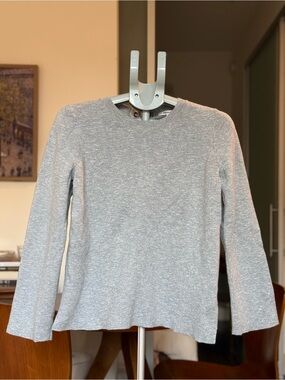 Madewell - Women's 100% Cotton Sweater With Lace-Up Detail - Light Blue Heather